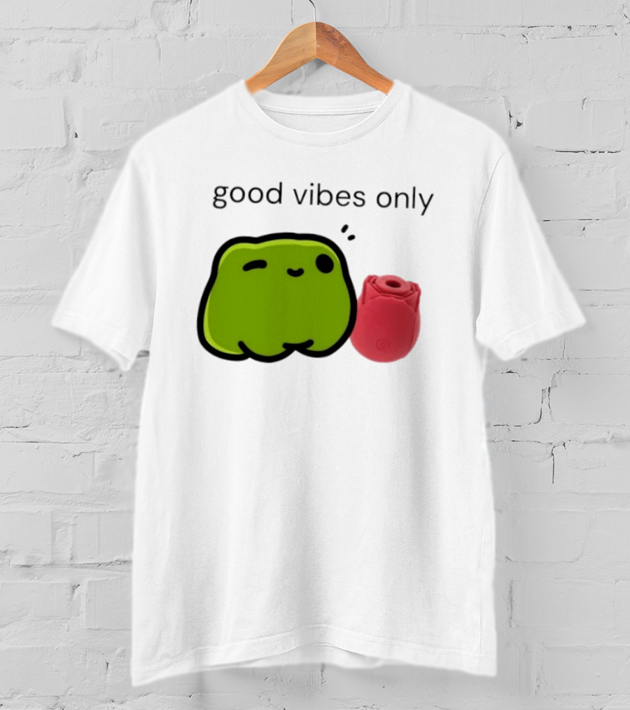 Good Vibes Only Frog Winking With Red Rose Toy T-Shirt