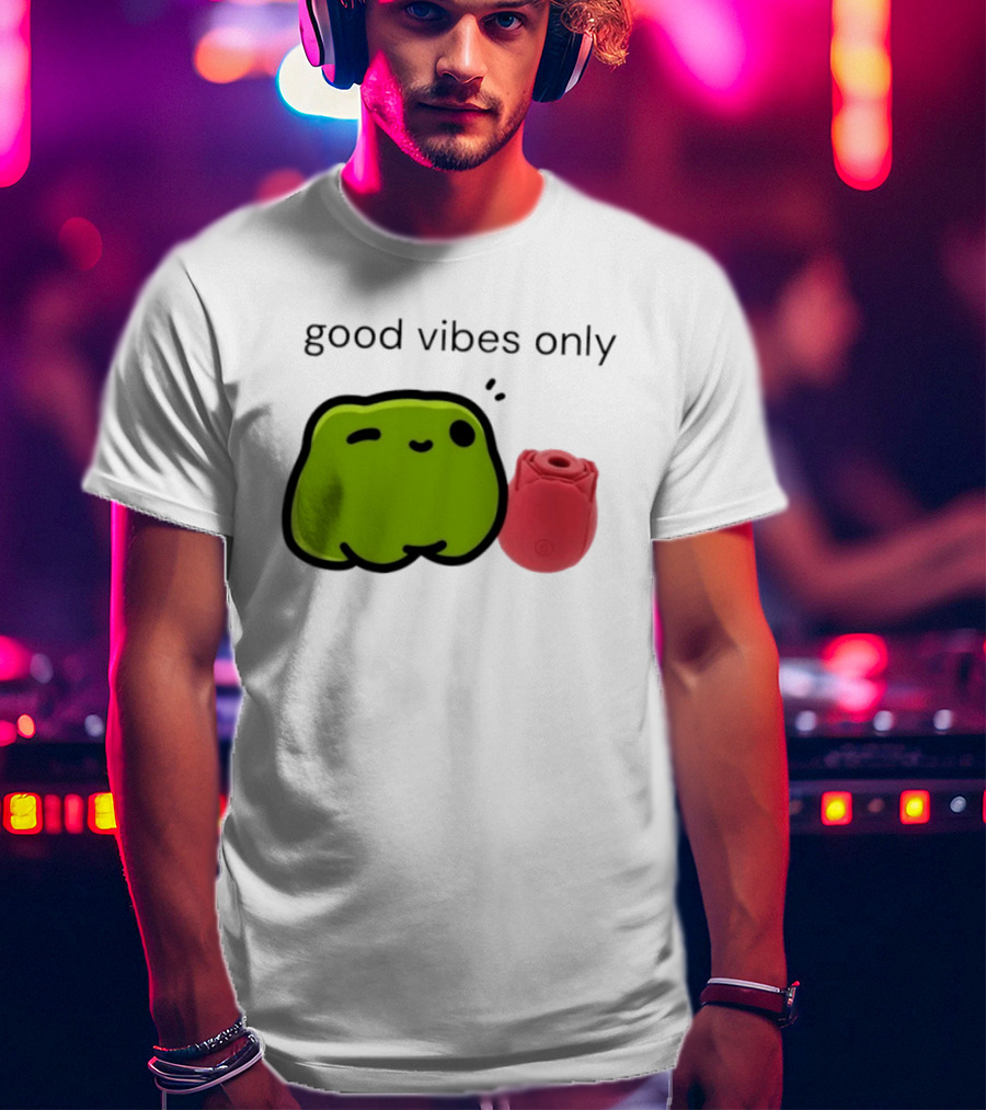 Good Vibes Only Frog Winking With Red Rose Toy T-Shirt
