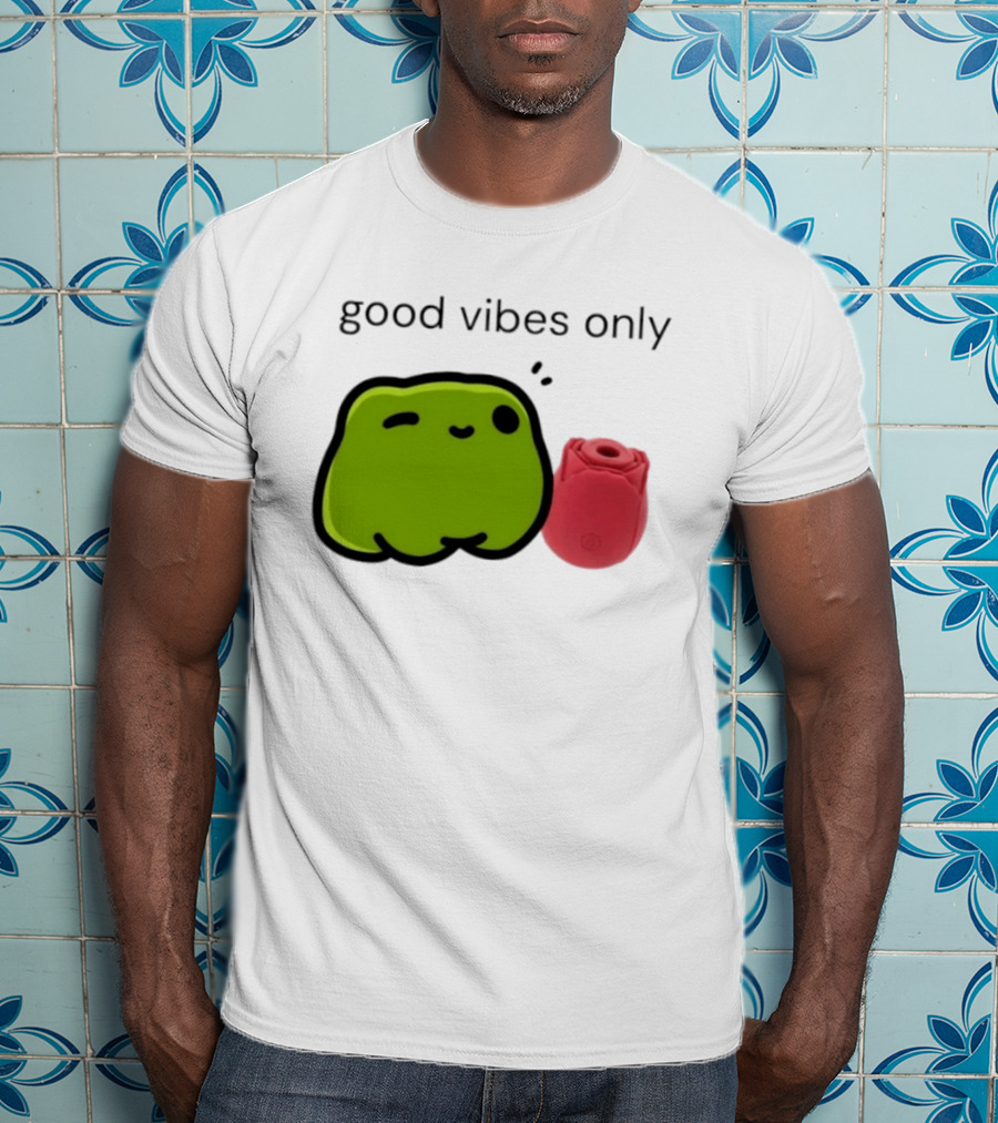 Good Vibes Only Frog Winking With Red Rose Toy T-Shirt