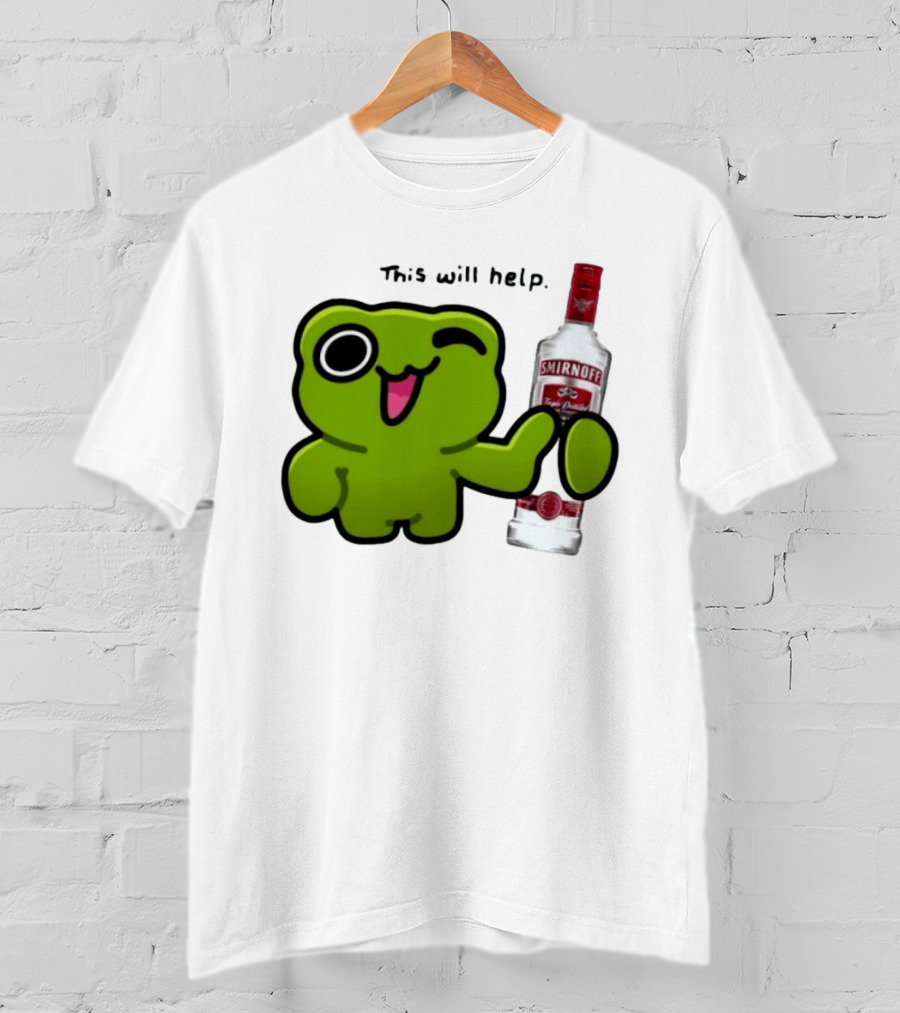 Green Frog Winking This Will Help Smirnoff Vodka T-Shirt