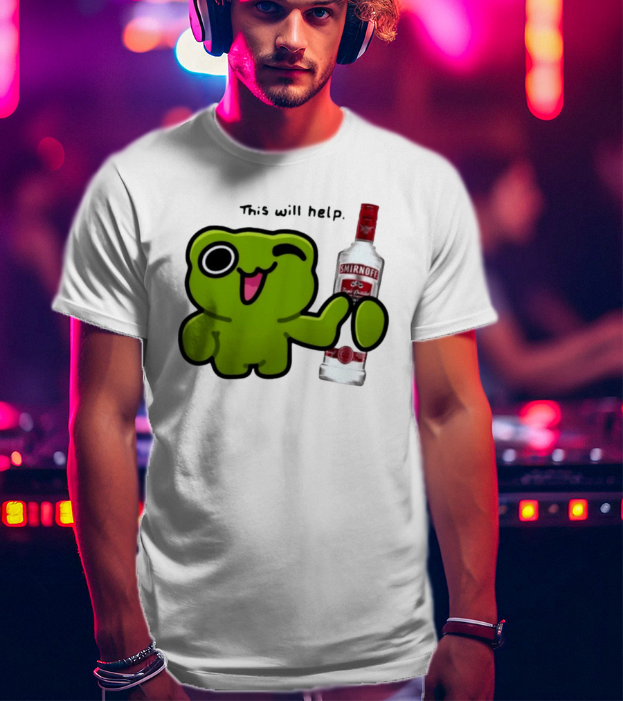 Green Frog Winking This Will Help Smirnoff Vodka T-Shirt
