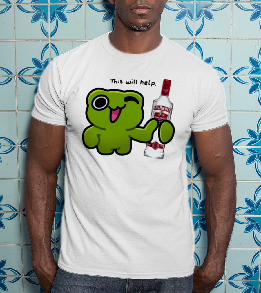 Green Frog Winking This Will Help Smirnoff Vodka T-Shirt