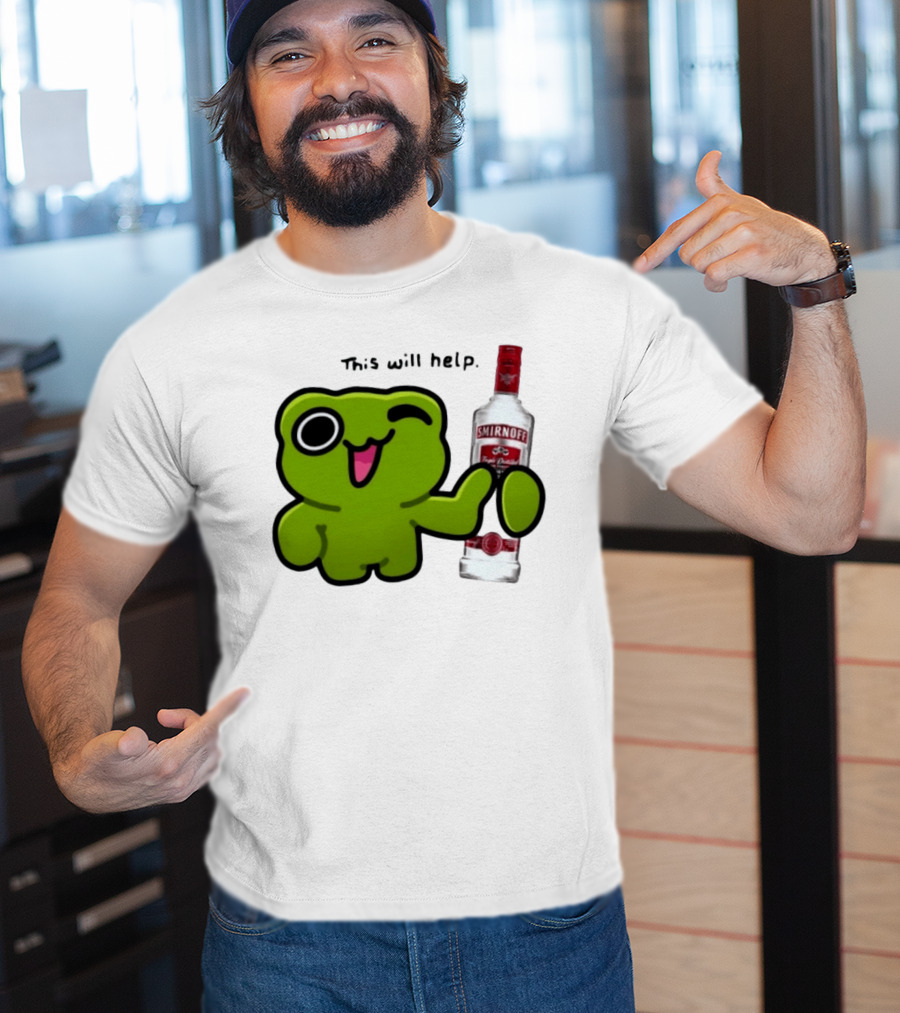 Green Frog Winking This Will Help Smirnoff Vodka T-Shirt