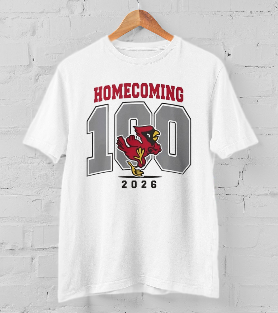 Homecoming 100 Cardinal 2026 School Spirit Red Bird T-Shirt