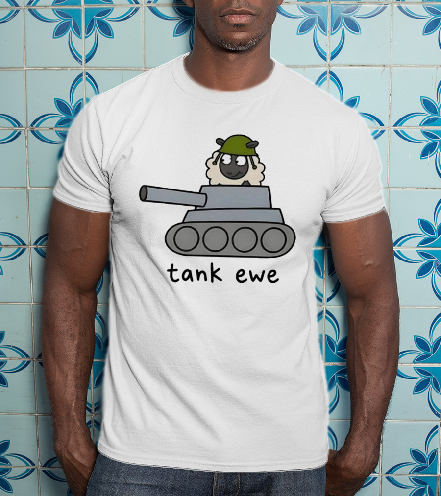 Tank Ewe Sheep Pun Playful Military Humor T-Shirt