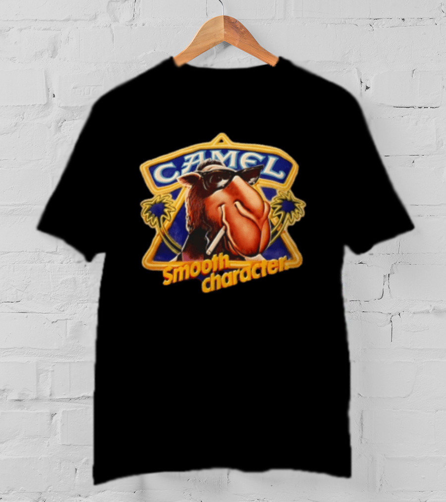 Camel Smooth Character Wearing Sunglasses Smoking Cigarette T-Shirt