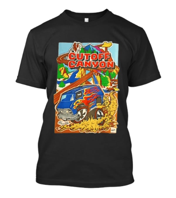 Cutoff Canyon Blue Van Flames Mountain Adventure Landscape 2023 T-Shirt