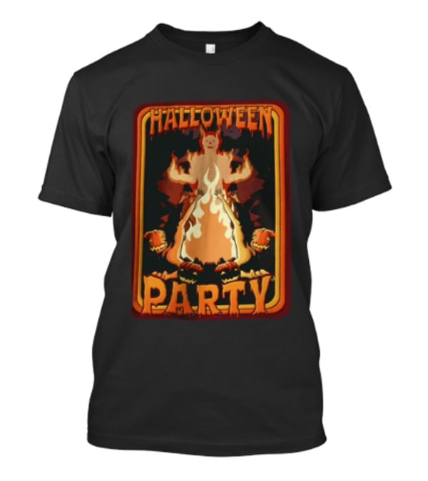Halloween Party Flaming Demon Pumpkins Reaching Figures T-Shirt