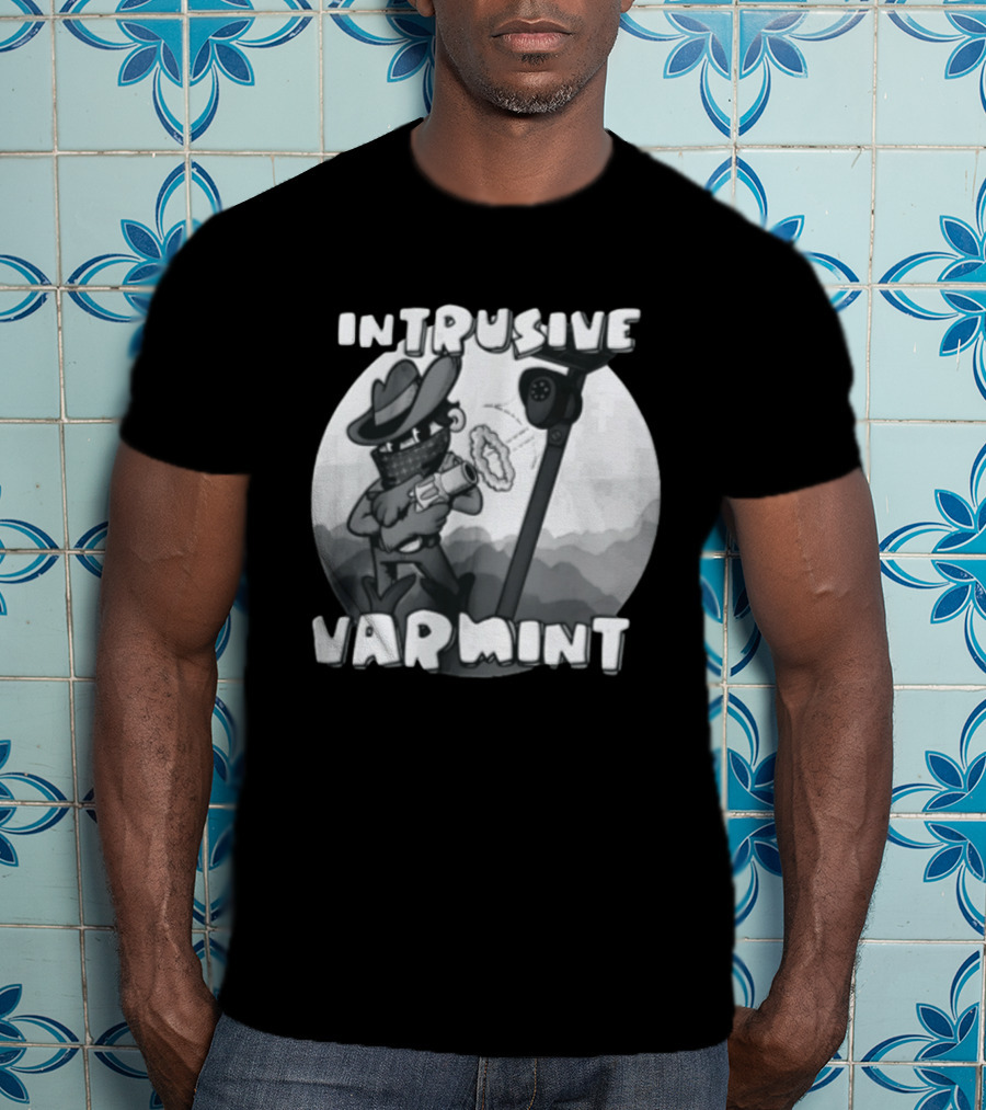 Intrusive Varmint Cowboy Bandit Shooting Security Camera T-Shirt