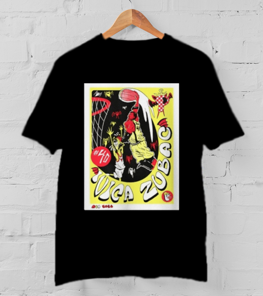 Ivica Zubac No 40 NBA 2026 Basketball Los Angeles Clippers Black Red Yellow T-Shirt