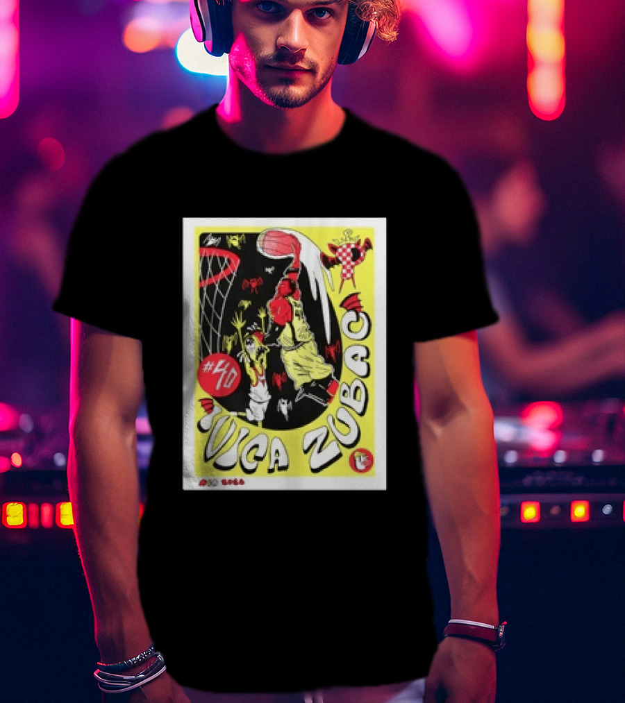 Ivica Zubac No 40 NBA 2026 Basketball Los Angeles Clippers Black Red Yellow T-Shirt
