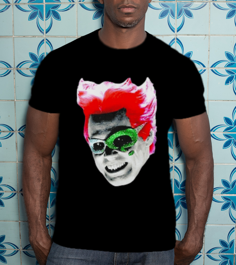 Jim Carrey The Riddler Batman Forever Green Glitter Mask Pink Hair T-Shirt