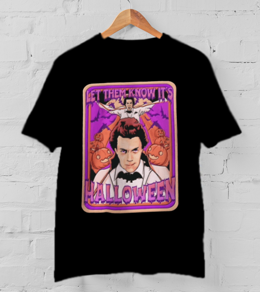 Let Them Know Its Halloween Vampire Costume Bats Pumpkins T-Shirt