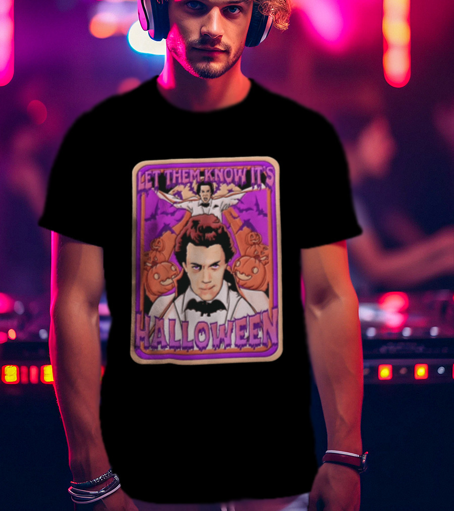 Let Them Know Its Halloween Vampire Costume Bats Pumpkins T-Shirt