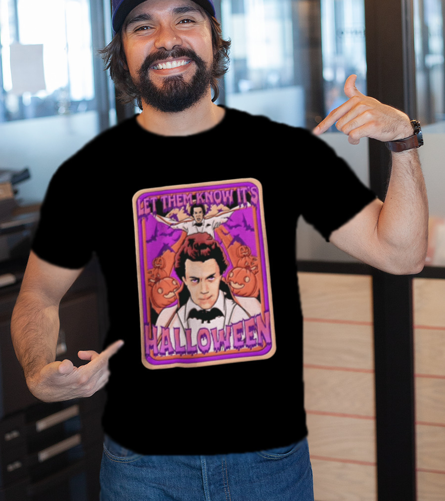 Let Them Know Its Halloween Vampire Costume Bats Pumpkins T-Shirt