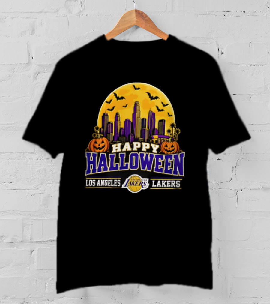 Los Angeles Lakers Happy Halloween City Skyline 2026 T-Shirt