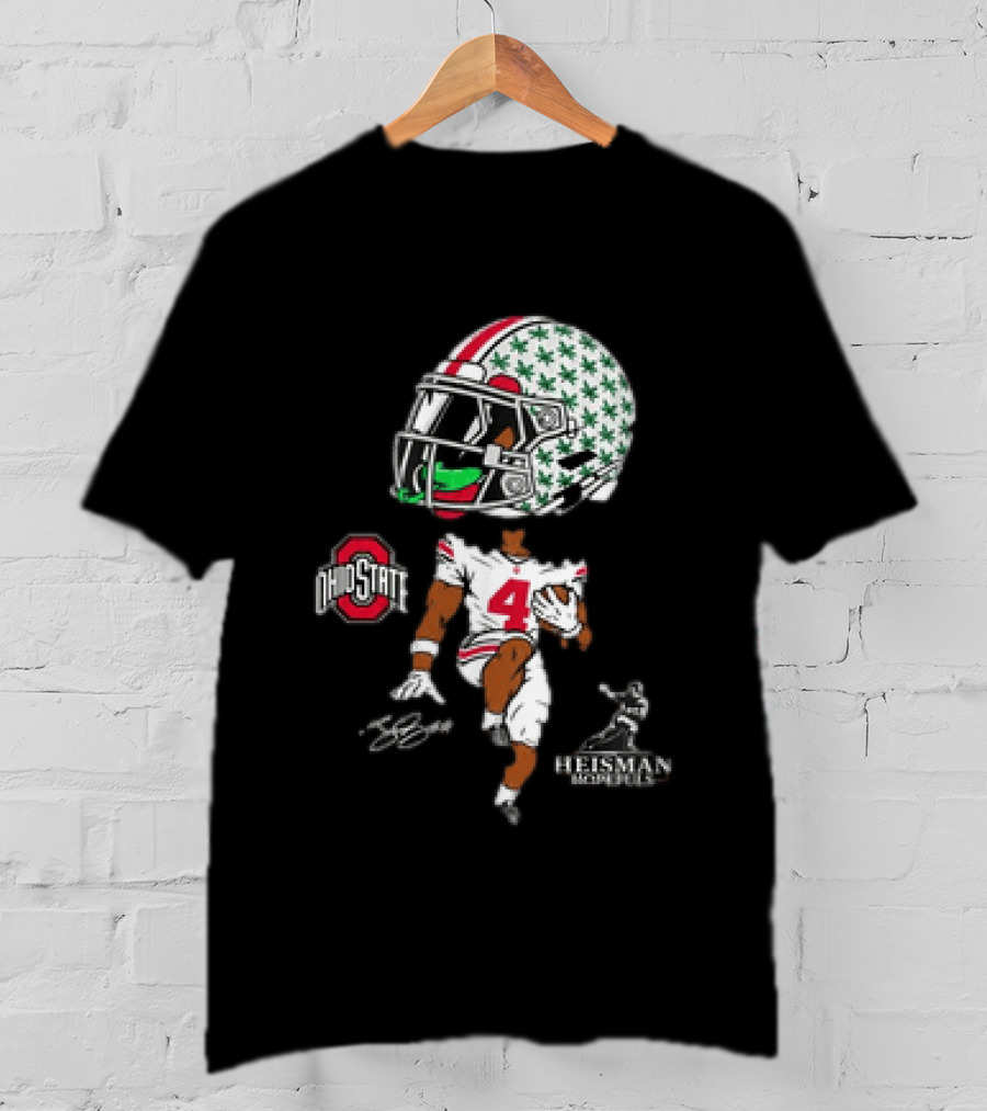 Ohio State Football Jeremiah Smith Heisman Hopeful Ohio State Helmet Player Number 4 T-Shirt