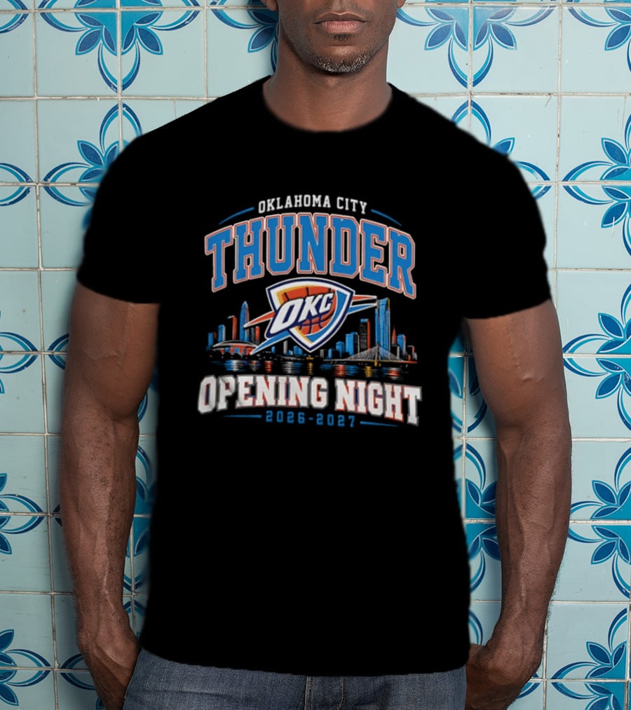 Oklahoma City Thunder Opening Night 2026 2027 OKC Basketball Team Skyline City T-Shirt