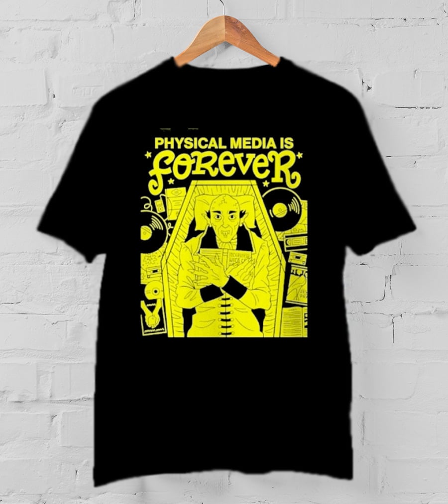 Physical Media Is Forever Vampire Coffin Records Tapes Books T-Shirt
