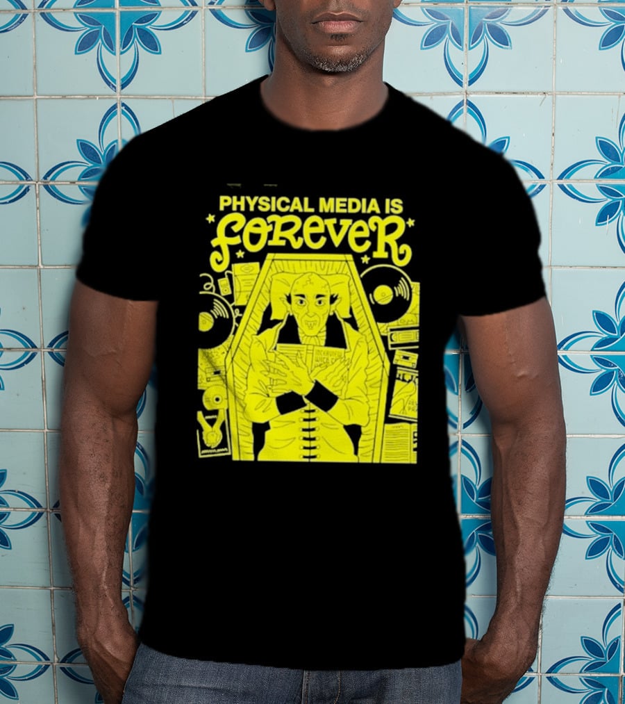 Physical Media Is Forever Vampire Coffin Records Tapes Books T-Shirt
