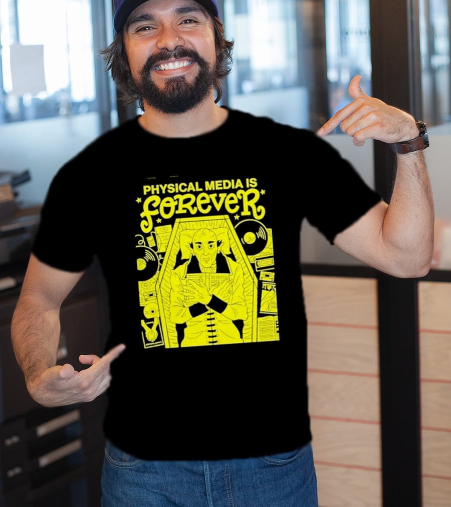 Physical Media Is Forever Vampire Coffin Records Tapes Books T-Shirt