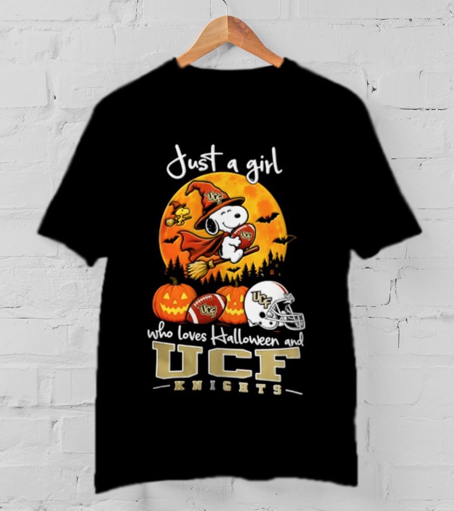 Just A Girl Who Loves Halloween UCF Knights Snoopy And Woodstock 2026 T-Shirt