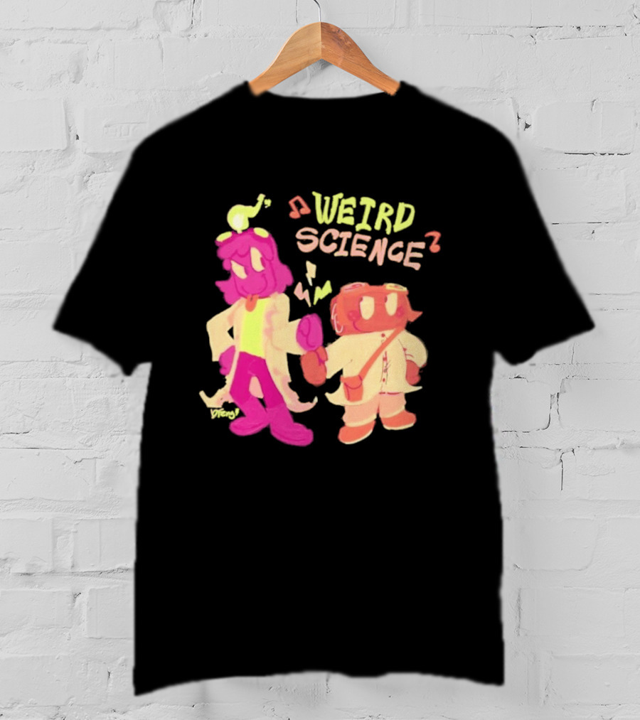 Weird Science Cartoon Characters With Lightbulb And Music Notes T-Shirt