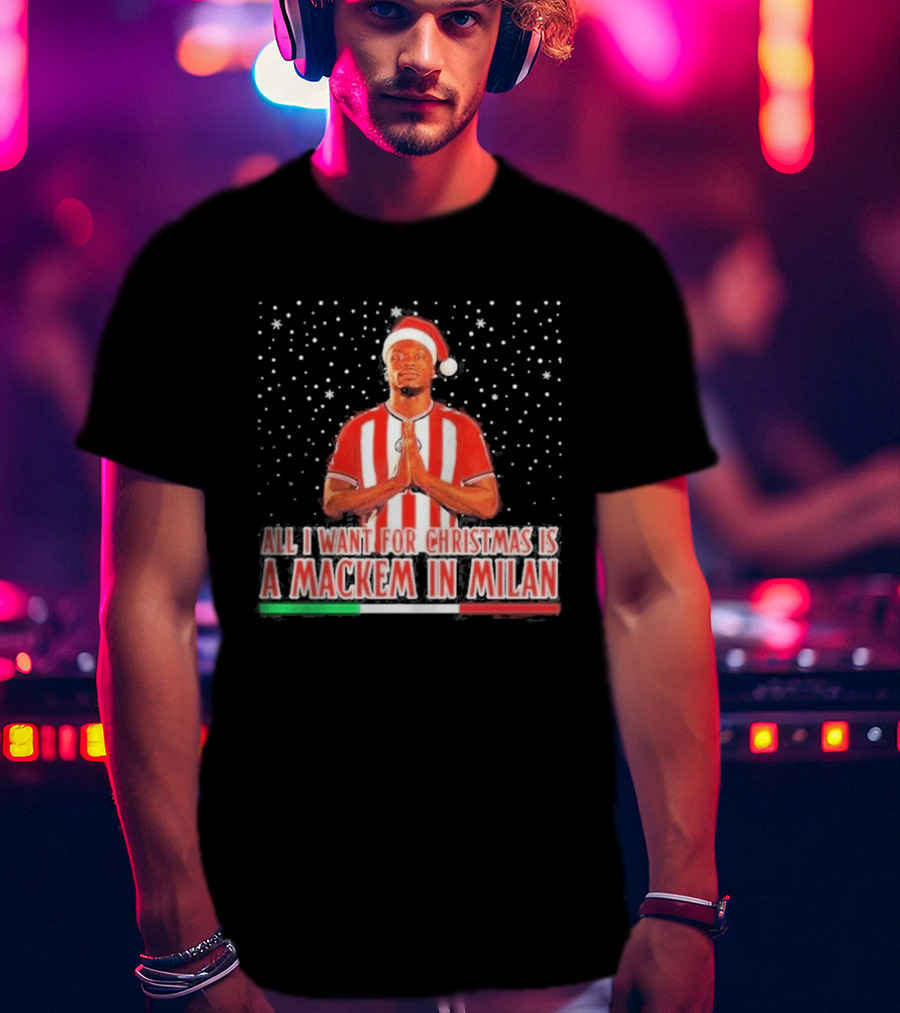 All I Want For Christmas Is A Mackem In Milan Striped Santa Football Holiday T-Shirt