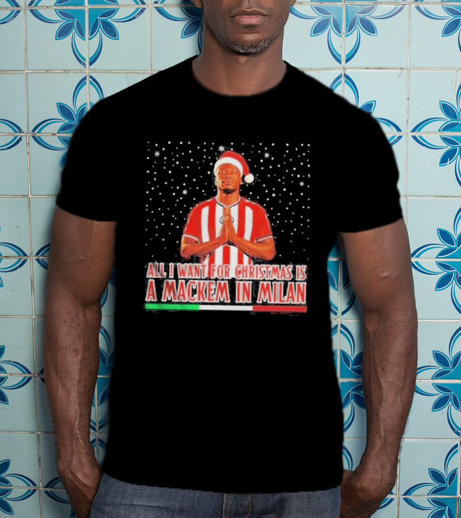 All I Want For Christmas Is A Mackem In Milan Striped Santa Football Holiday T-Shirt