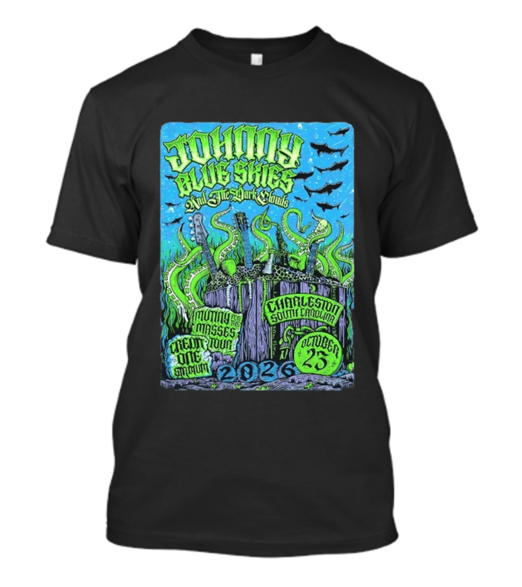 Johnny Blue Skies And The Dark Clouds Mutiny For The Masses Tour Credit One Stadium Charleston October 25 2026 T-Shirt