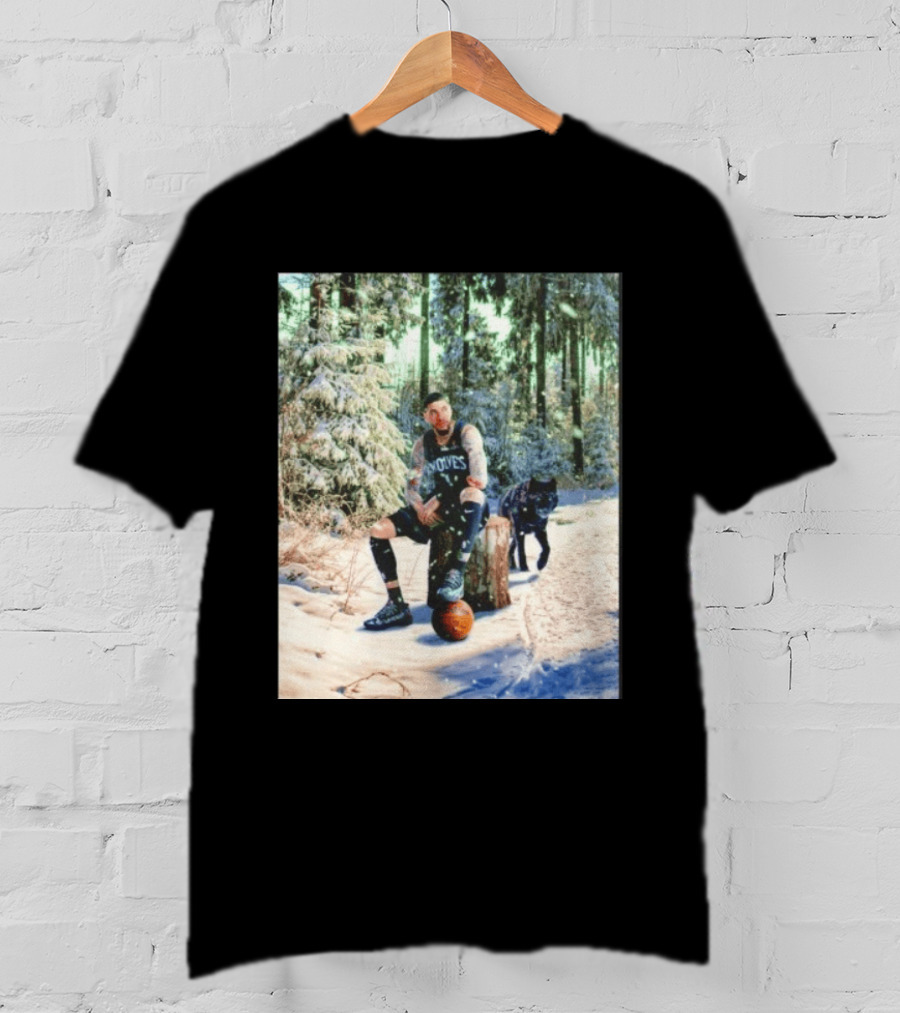 Minnesota Timberwolves Anthony Edwards No 1 Winter Forest Basketball Scene T-Shirt
