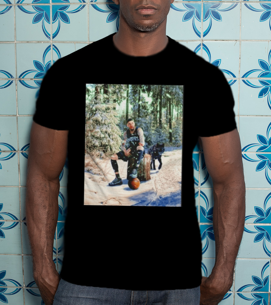 Minnesota Timberwolves Anthony Edwards No 1 Winter Forest Basketball Scene T-Shirt