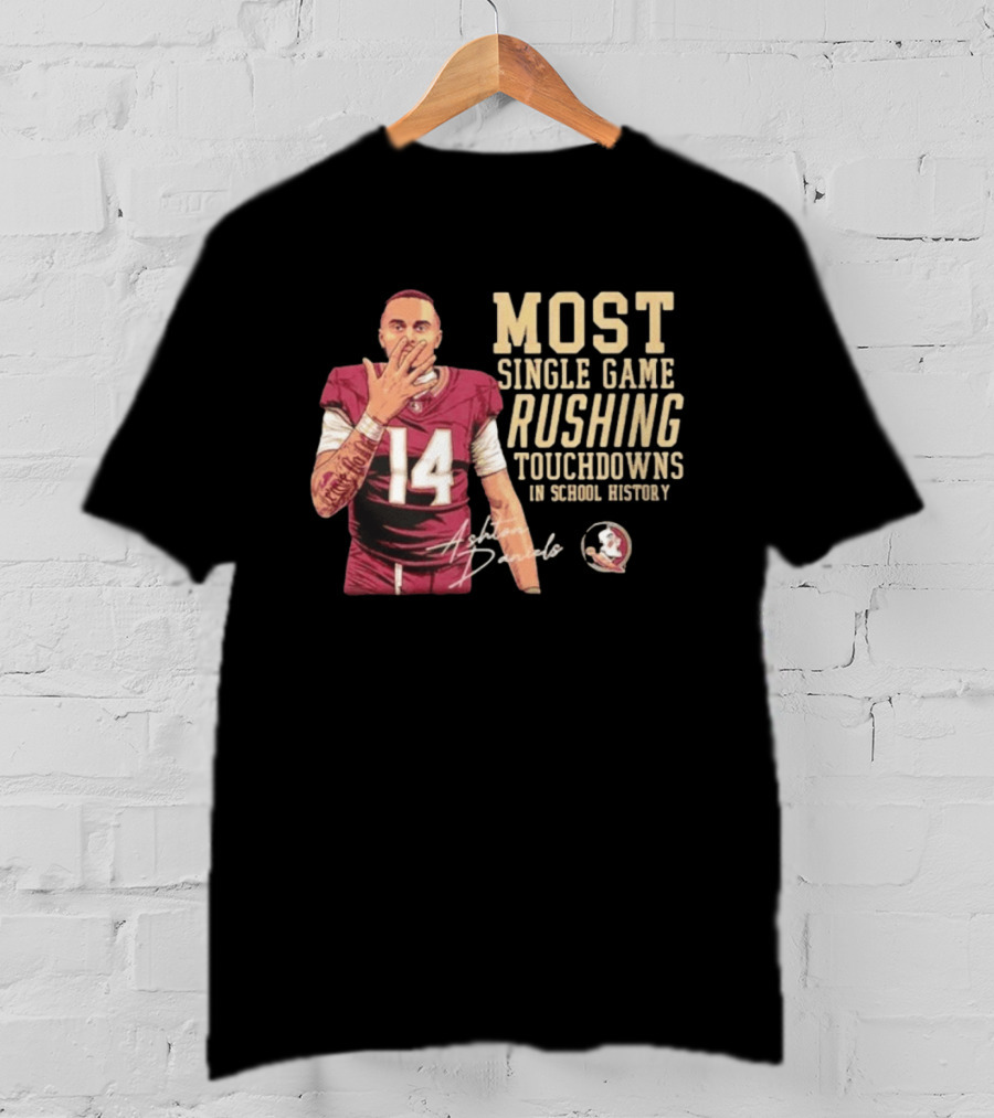 Ashton Daniels No 14 Most Single Game Rushing Touchdowns School History T-Shirt