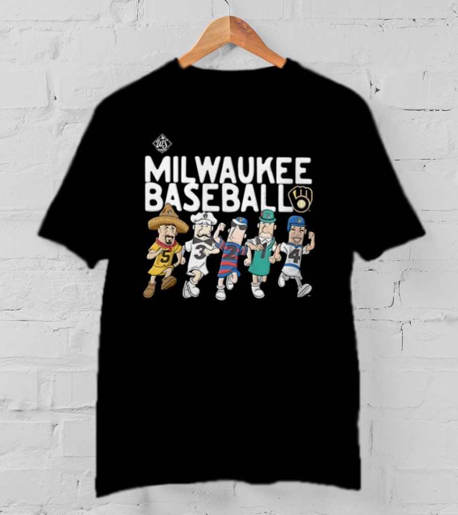 Milwaukee Baseball Brewer Characters With Milwaukee Brewers Logo 2026 World T-Shirt