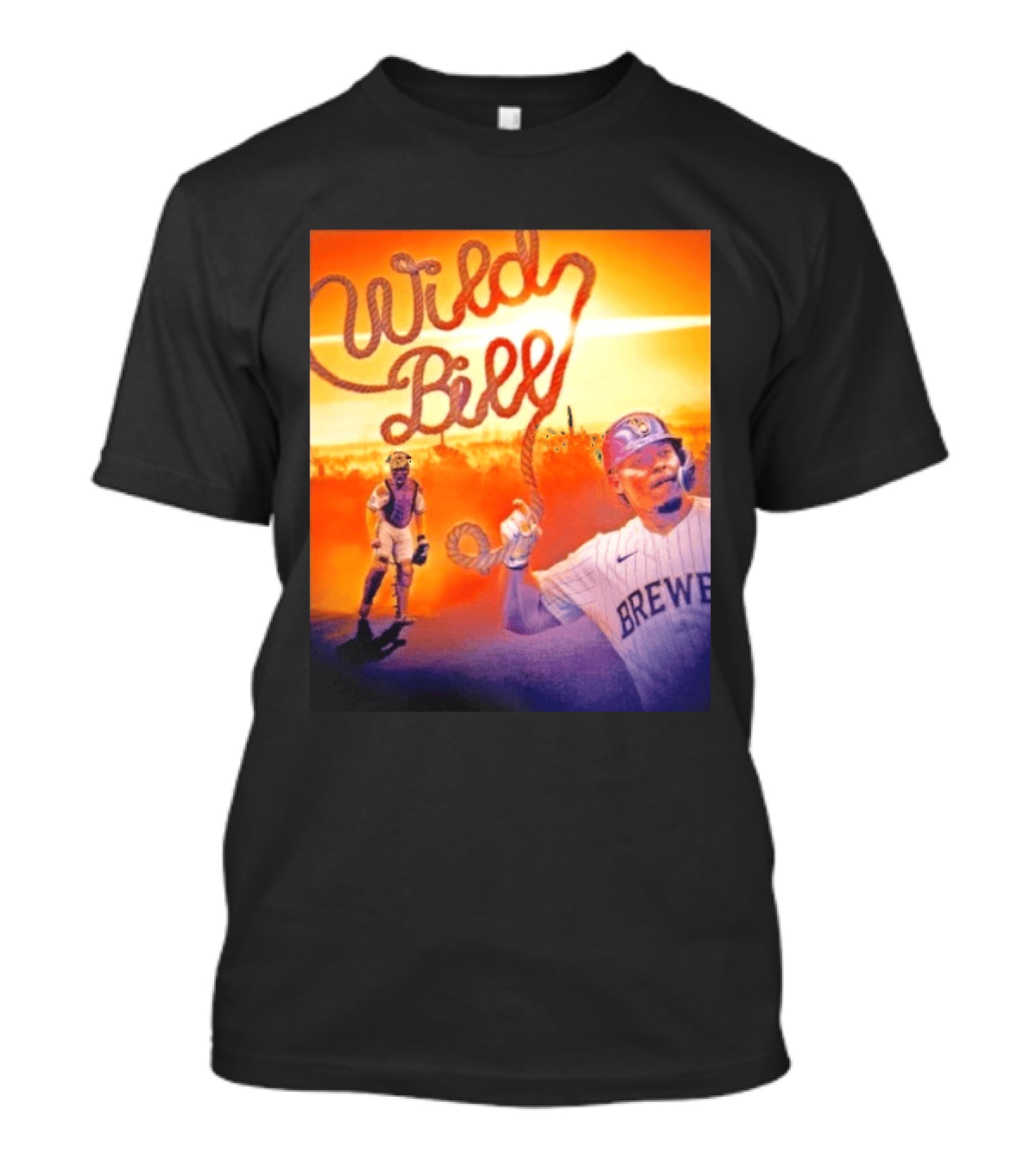 Wild Bill Milwaukee Brewers MLB Baseball Player Rope Sunset Scene T-Shirt