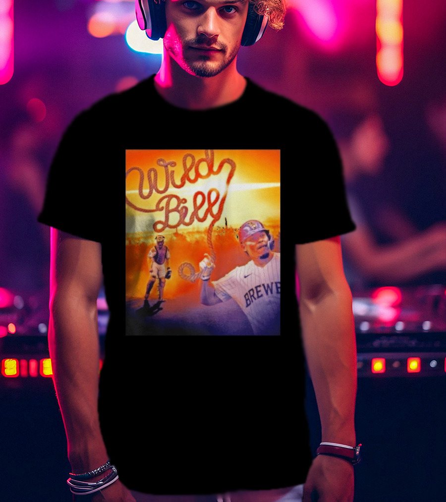 Wild Bill Milwaukee Brewers MLB Baseball Player Rope Sunset Scene T-Shirt