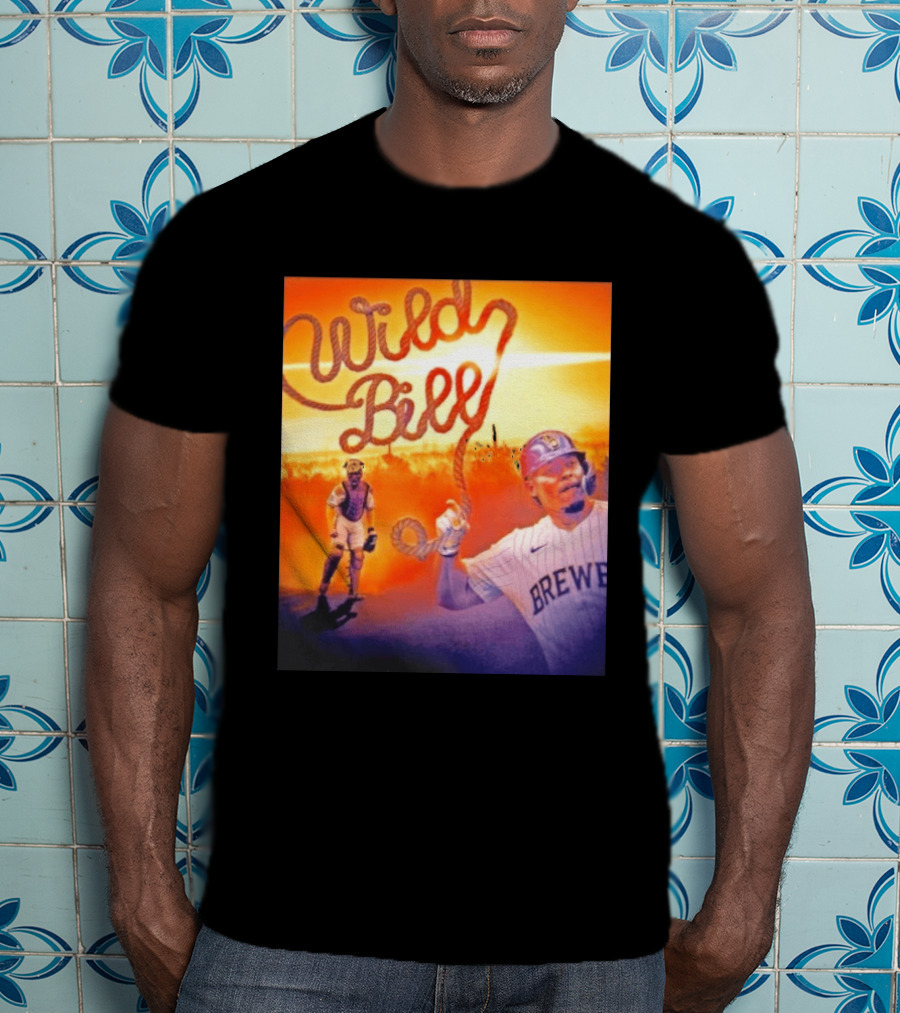 Wild Bill Milwaukee Brewers MLB Baseball Player Rope Sunset Scene T-Shirt