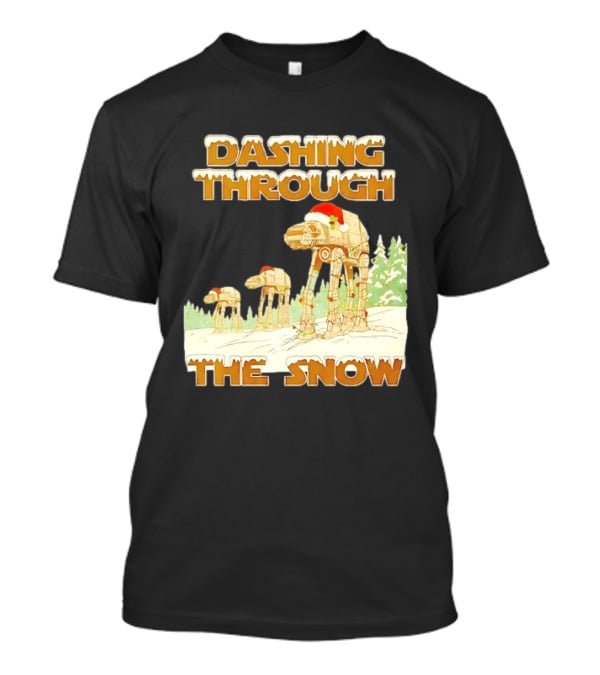 Dashing Through The Snow Star Wars AT AT Christmas Holiday Scene T-Shirt