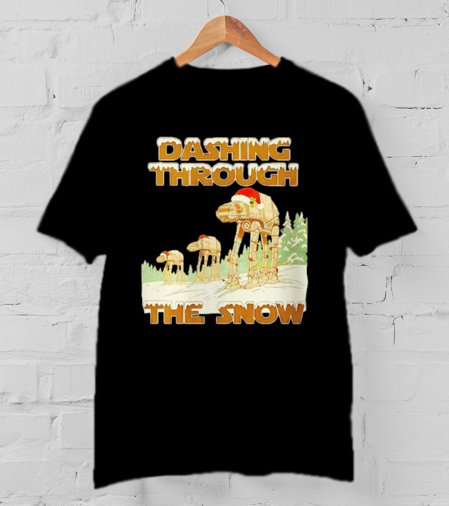 Dashing Through The Snow Star Wars AT AT Christmas Holiday Scene T-Shirt