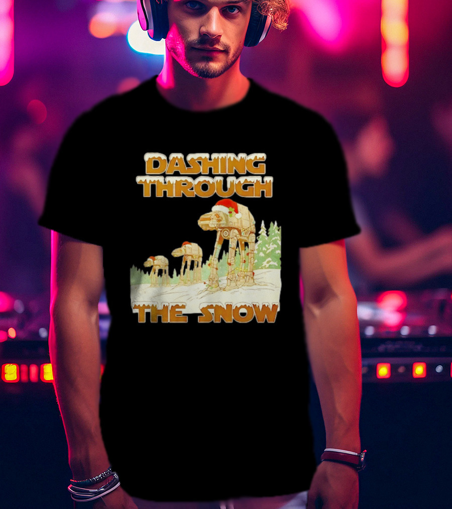 Dashing Through The Snow Star Wars AT AT Christmas Holiday Scene T-Shirt