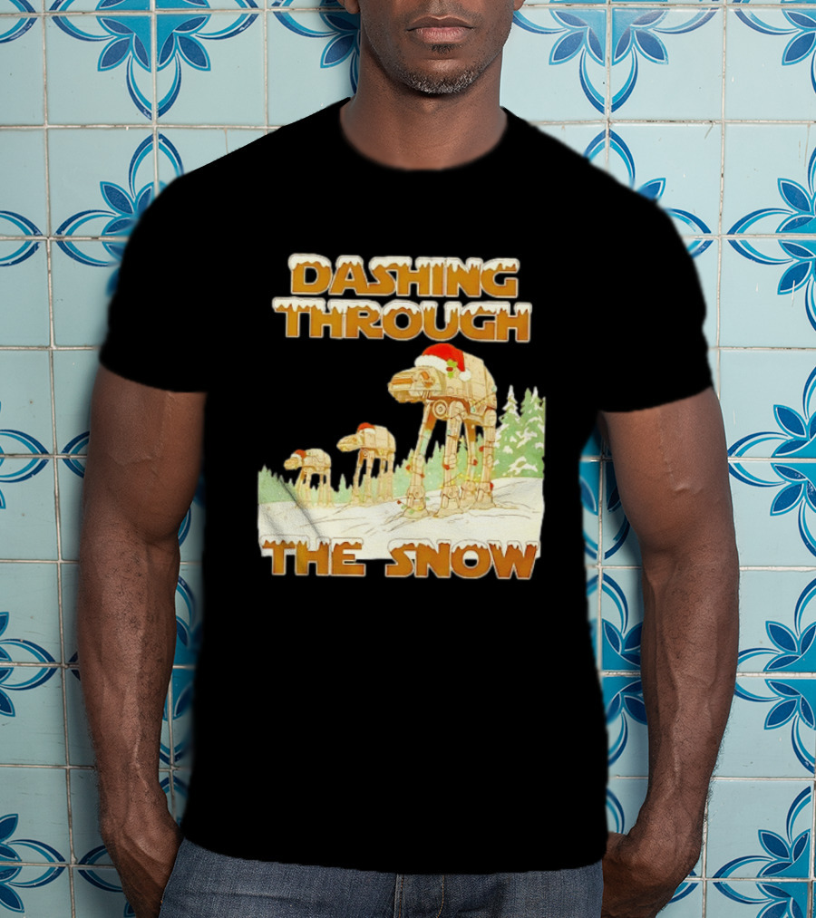 Dashing Through The Snow Star Wars AT AT Christmas Holiday Scene T-Shirt