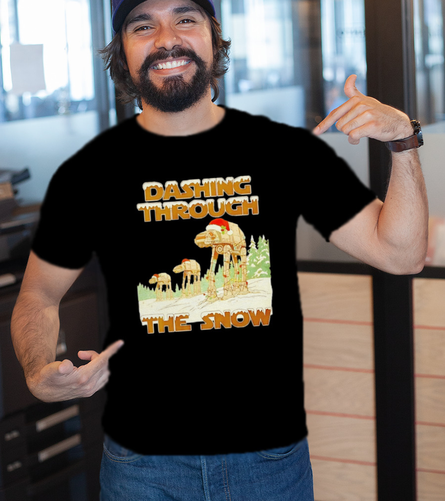 Dashing Through The Snow Star Wars AT AT Christmas Holiday Scene T-Shirt