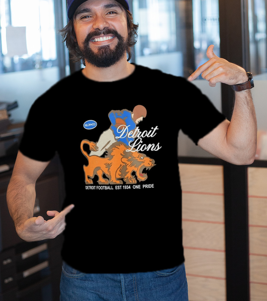 Detroit Lions Football EST 1934 One Pride Vintage Style Kloh Co T-Shirt