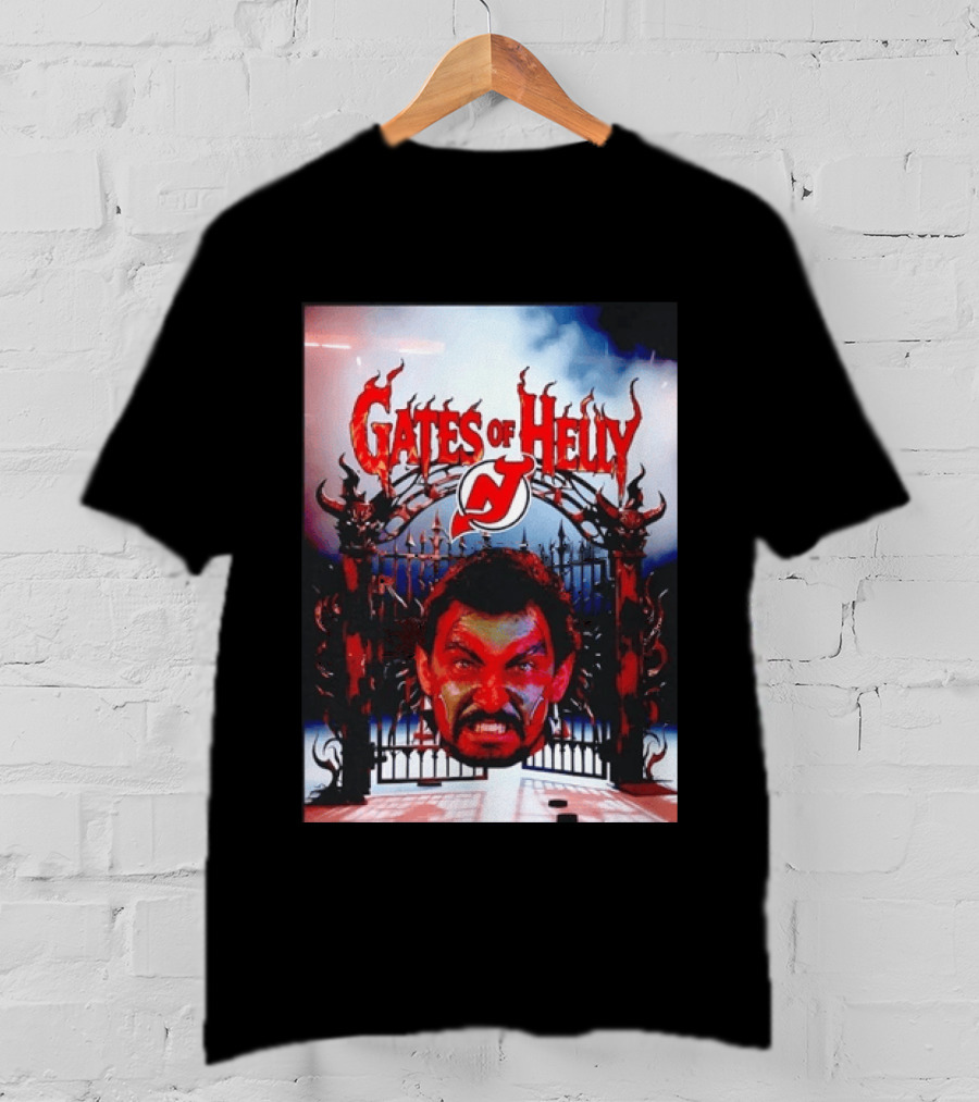 Gates Of Helly New Jersey Devils Hockey Fan Art With Demonic Gate And Fiery T-Shirt