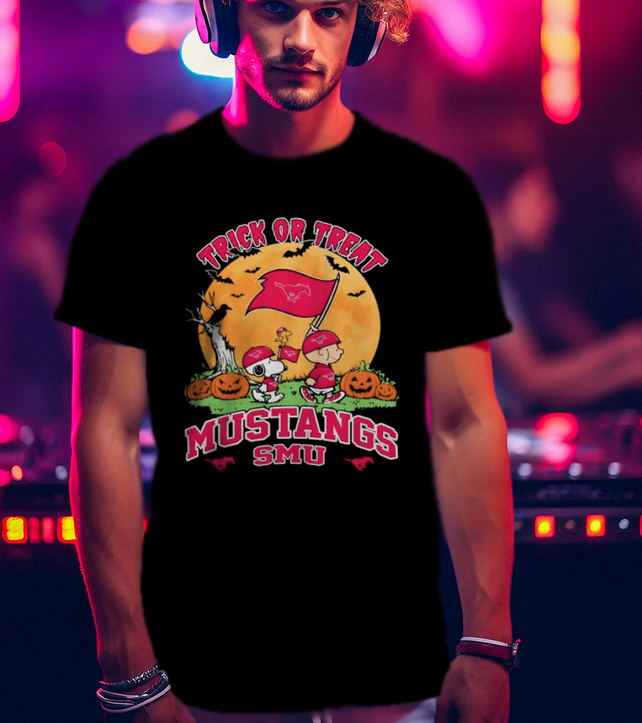 Trick Or Treat SMU Mustangs Peanuts Halloween T-Shirt