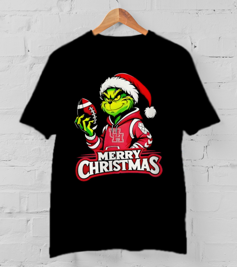 Grinch Santa Houston Cougars Merry Christmas Football 2026 T-Shirt