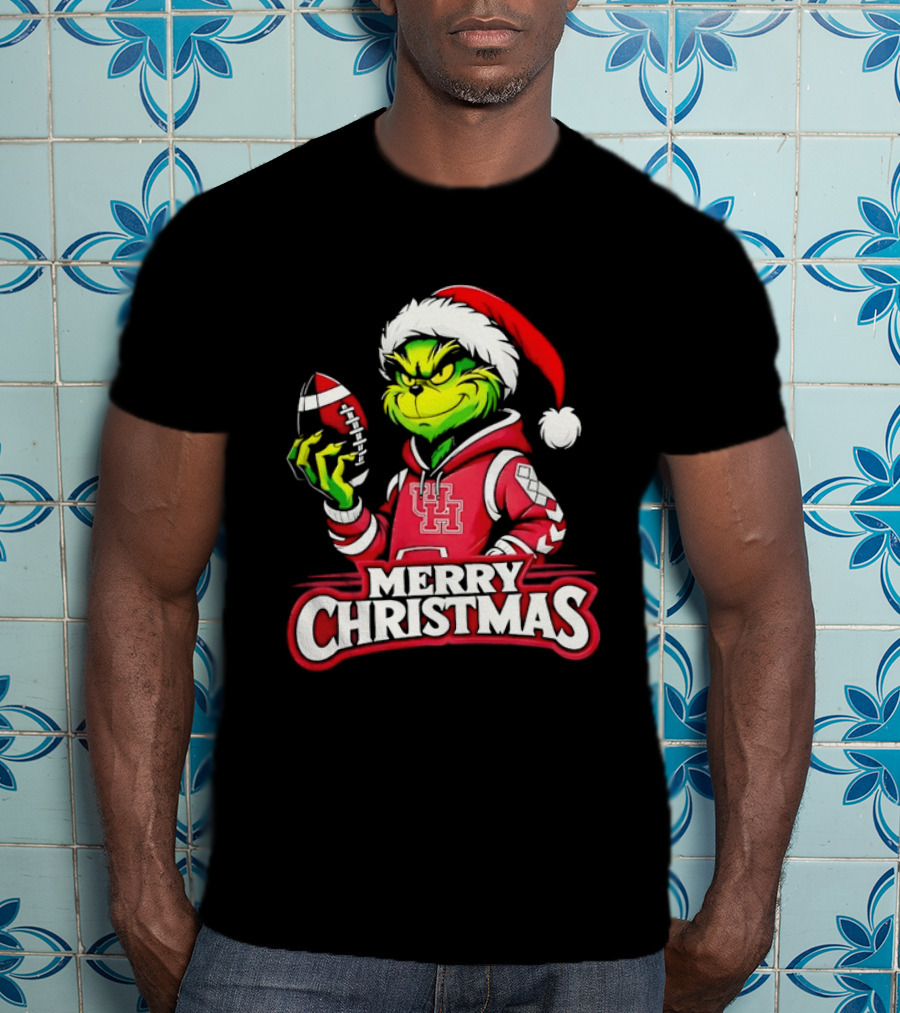 Grinch Santa Houston Cougars Merry Christmas Football 2026 T-Shirt