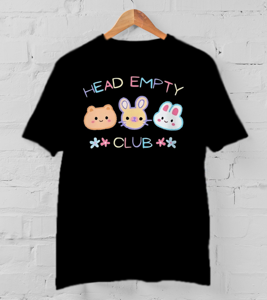 Head Empty Club Cute Kawaii Animals Pastel Bear Bunny Rabbit Faces T-Shirt