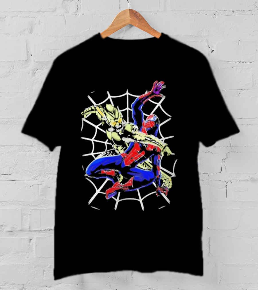 Spider Man Vs Green Goblin Battle On Web Marvel Encounter T-Shirt