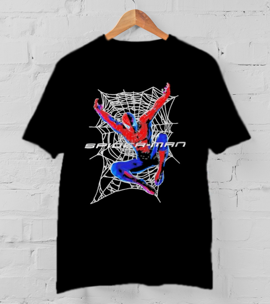 Spider Man Web Slinging Marvel Iconic Superhero Action Scene T-Shirt